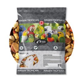 Храна микс от екзотични зърнени храни, бобови растения, фъстъци, плодове, зеленчуци и екструдирани гранули, 9,070 кг. - Hagen Tropimix Premium Enrichment Food for Large Parrots